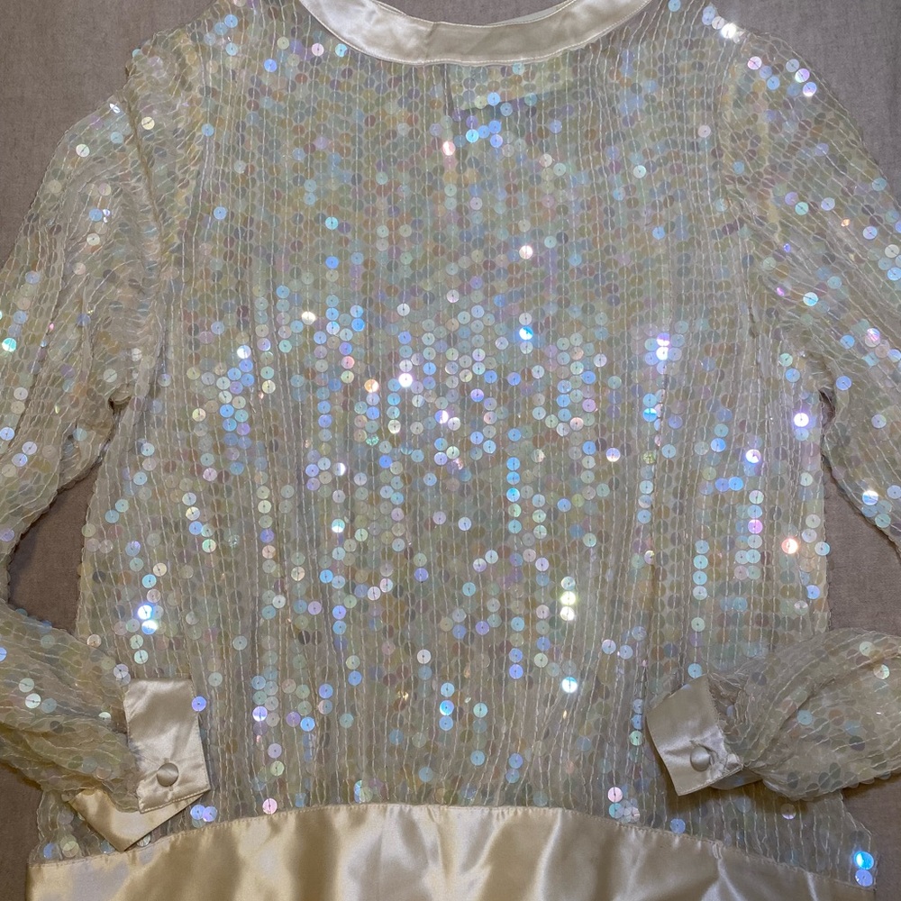 Vintage Horchow Sequin Silk Blouse Hong Kong Sz 12 - NEW WITH TAGS!